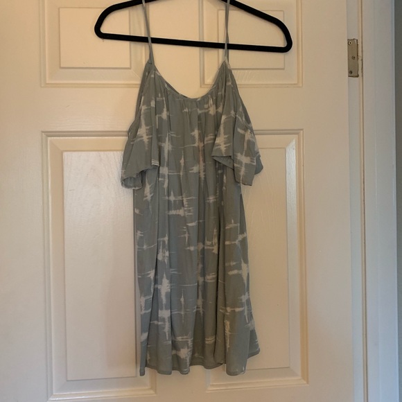 Dusty blue/cream short dress - Picture 3 of 4